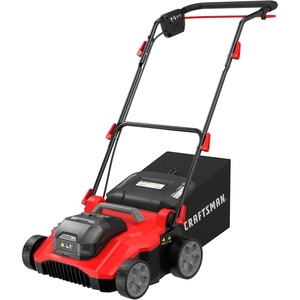 image:imageCRAFTSMAN 2 X V20 Brushless RP Lawn Dethatcher and Scarifier Cordless 14 in Deck Up to 45 Min of Runtime 50L Removable Collection Bag Tool Only CMCOE210B