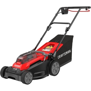 image:imageCRAFTSMAN Push Mower 15 in 2 x 4 Ah V20 Batteries and 2 Chargers Included Up to 45 Min of Runtime Lightweight Easy to Maneuver Electric Lawn Mower Cordless with Grass Bag CMCMWP120M2