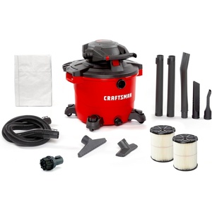 image:imageCRAFTSMAN CMXEVBE17607 16 Gallon 65 Peak HP Wet Dry Vac with Detachable Leaf Blower Portable Shop Vacuum Wet and Dry with 2 Filters Dust Bag Hose and Attachments for Garage Outdoor Cleaning
