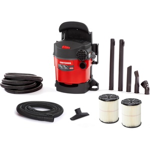 image:imageCRAFTSMAN CMXEVBE17925 5 Gallon 50 Peak HP Wet Dry Vac Portable and WallMountable Shop Vacuum with 2 Filters 2 Hoses and Attachments for Garage and Automotive Cleaning