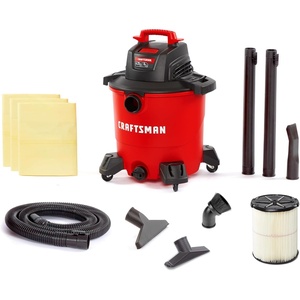 image:imageCRAFTSMAN CMXEVBE18590 9 Gallon 425 Peak HP Wet Dry Vac Portable Shop Vacuum Wet and Dry with Filter 3 Dust Bags Hose Dusting Brush and Attachments for Home Garage and Automotive Cleaning