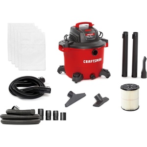 image:imageCRAFTSMAN CMXEVBE18595 16 Gallon 65 Peak HP Wet Dry Vac HeavyDuty Shop Vacuum Wet and Dry with Filter 4 Dust Bags 7 ft Hose 20 ft Hose and Attachments for Home Projects amp Renovations