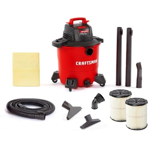 image:imageCRAFTSMAN CMXEVBE18690 9 Gallon 425 Peak HP Wet Dry Vac Portable Shop Vacuum Wet and Dry with 2 Filters Dust Bag Dusting Brush Hose and Attachments for Home Garage and Automotive Cleaning
