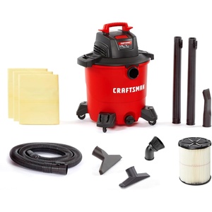 image:imageCRAFTSMAN CMXEVBE18690 9 Gallon 425 Peak HP Wet Dry Vac Portable Shop Vacuum Wet and Dry with Filter 3 Dust Bags Dusting Brush Hose and Attachments for Home Garage and Automotive Cleaning